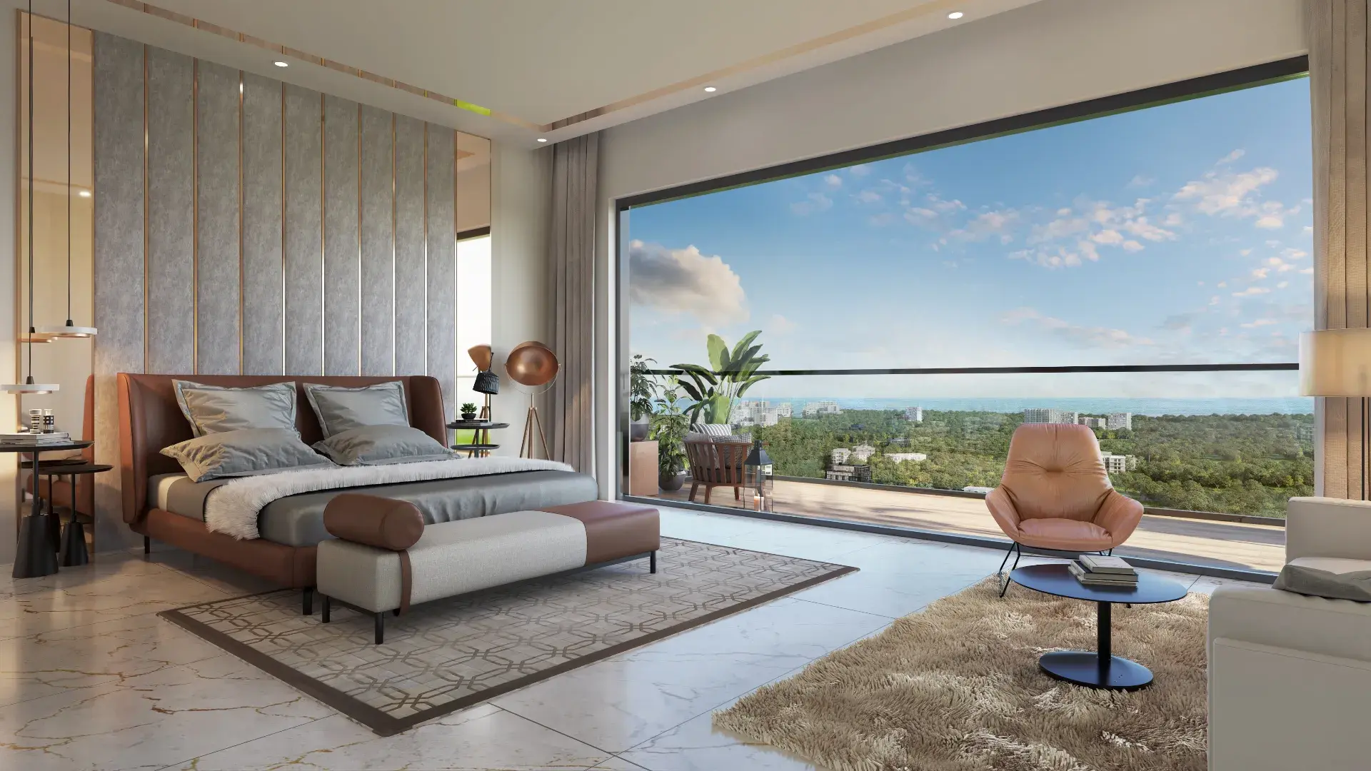 Luxury interior with panoramic views